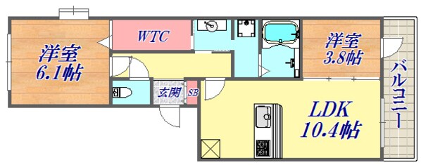 ヴィラージュ上三条の物件間取画像